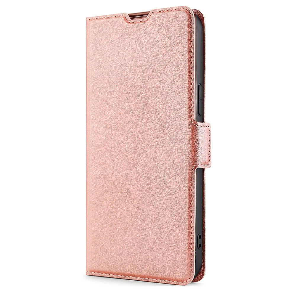360 Degree Protection Side Magnetic Closure Ultra-thin Leather Phone Card Slot Stand Cover Case for Samsung Galaxy S22 5G - Rose Gold - 2