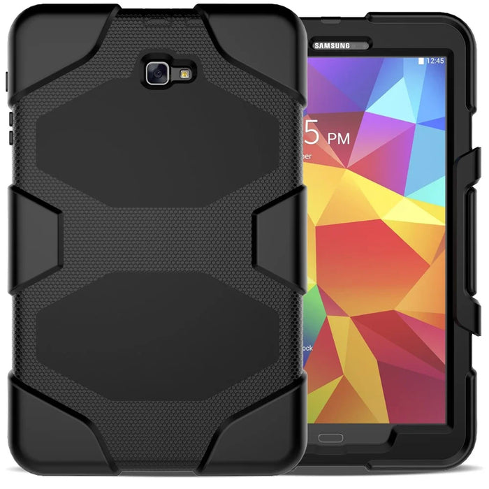 Heavy Duty Silicone PC Hybrid Case Clip Kickstand Combo Shell for Samsung Galaxy Tab A 10.1 (2016) T580 T585 - Black - 2