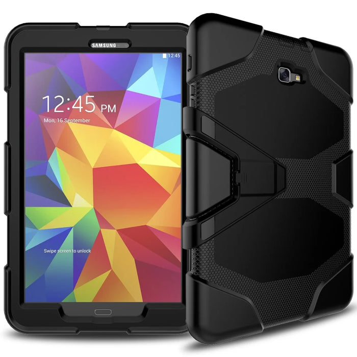 Heavy Duty Silicone PC Hybrid Case Clip Kickstand Combo Shell for Samsung Galaxy Tab A 10.1 (2016) T580 T585 - Black - 3