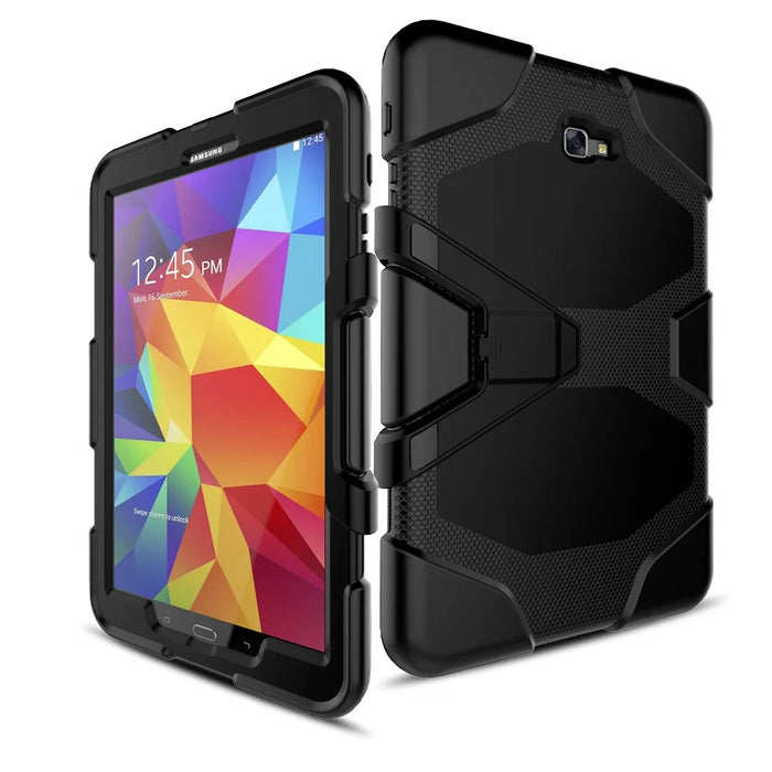 Heavy Duty Silicone PC Hybrid Case Clip Kickstand Combo Shell for Samsung Galaxy Tab A 10.1 (2016) T580 T585 - Black - 5