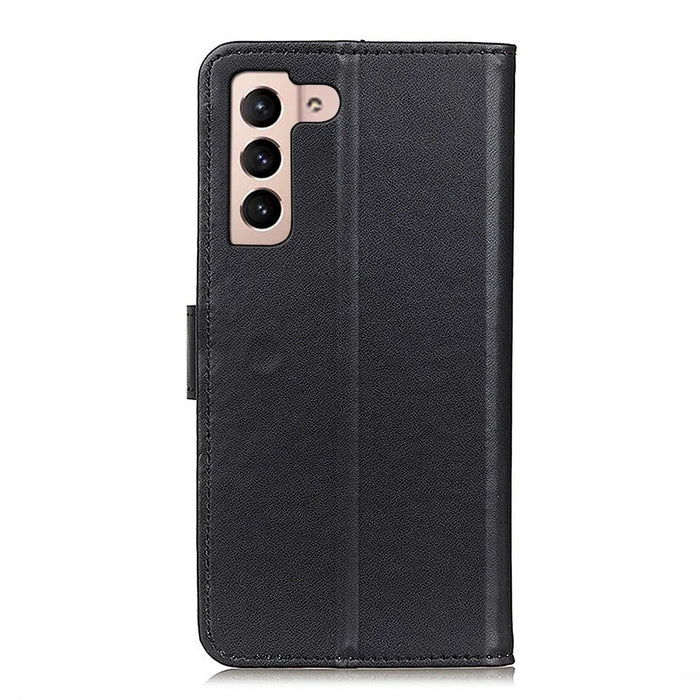 PU Leather Full Protection Wallet Stand Phone Case Shell for Samsung Galaxy S22 5G - Black - 3