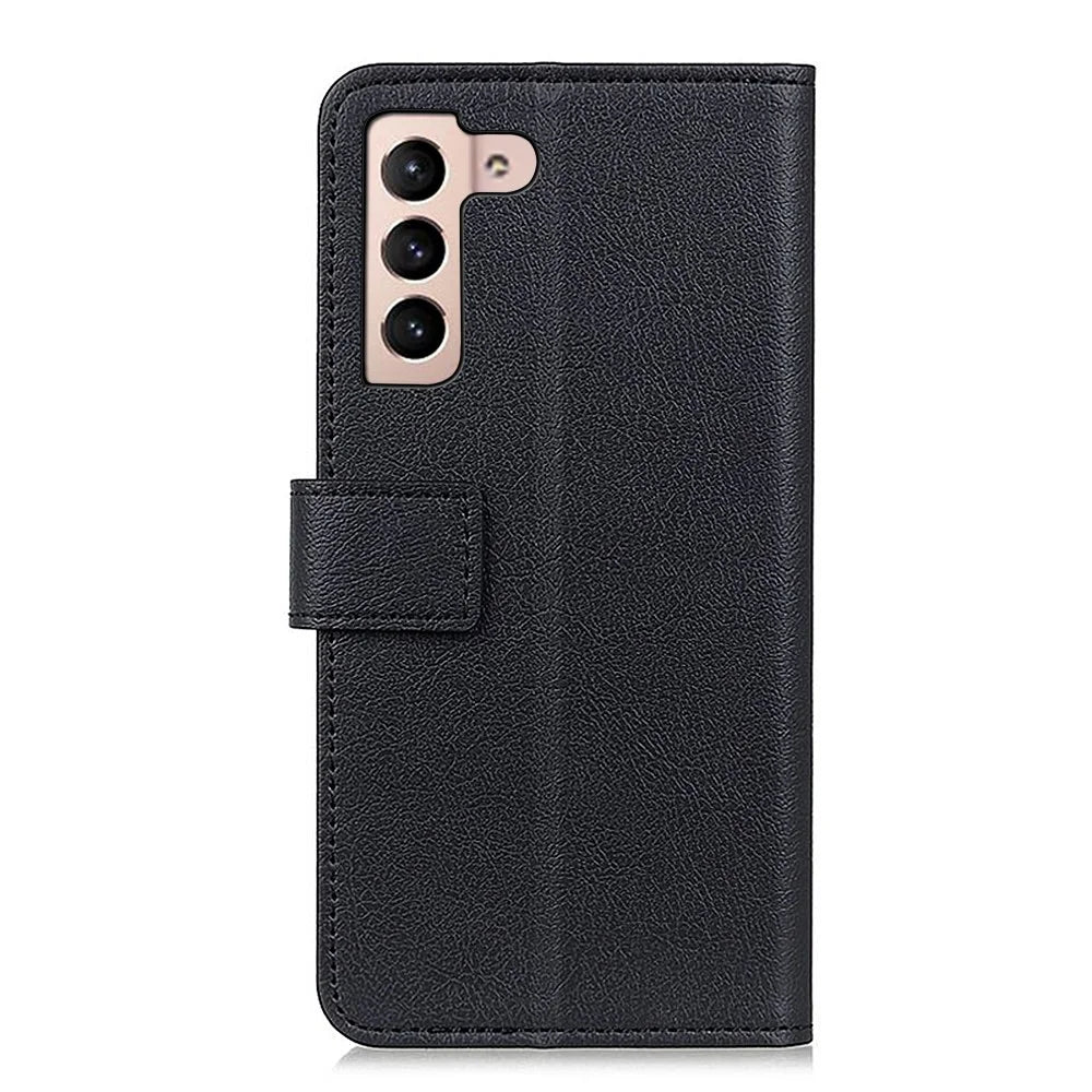 Overall Protection Stylish Scratch-Resistant PU Leather Stand Wallet Phone Cover Case for Samsung Galaxy S22 5G - Black - 3