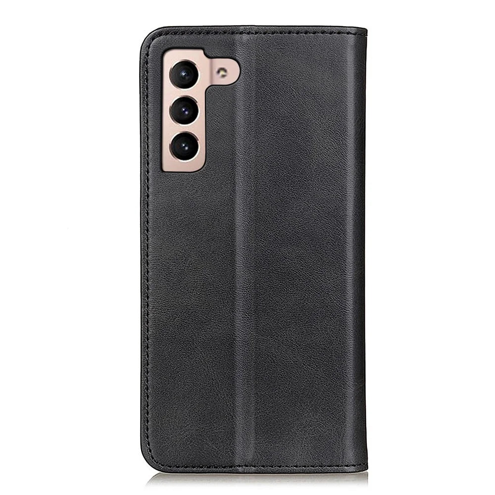 All-Inclusive Auto-absorbed Split Leather Phone Cover with Wallet and Stand for Samsung Galaxy S22 5G - Black - 3
