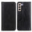 Litchi Texture Wallet Split Leather Phone Case Stand Auto-absorbed Magnetic Closing Flip Shell for Samsung Galaxy S22 5G - Black - 1