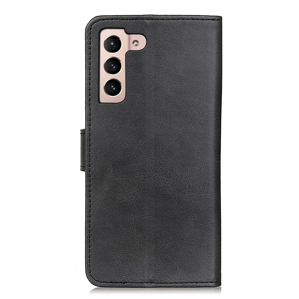 All-around Anti-scratch Phone Protector Cover PU Leather Stand Wallet Case for Samsung Galaxy S22+ 5G - Black - 3