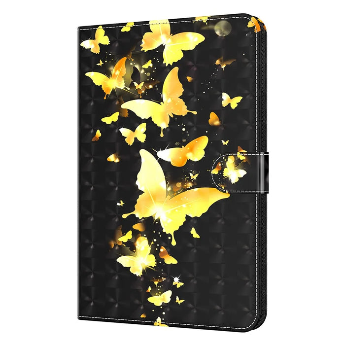 Pattern Printing Stand Wallet Shockproof Leather Tablet Case Cover for Samsung Galaxy Tab A8 10.5 2021 - Golden Butterflies - 2