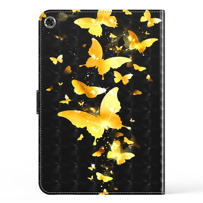 Pattern Printing Stand Wallet Shockproof Leather Tablet Case Cover for Samsung Galaxy Tab A8 10.5 2021 - Golden Butterflies - 3