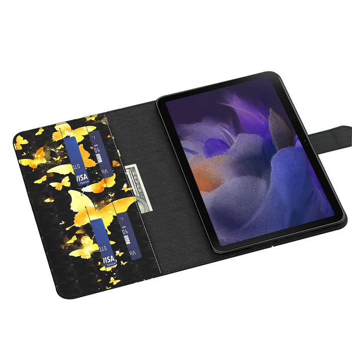 Pattern Printing Stand Wallet Shockproof Leather Tablet Case Cover for Samsung Galaxy Tab A8 10.5 2021 - Golden Butterflies - 5