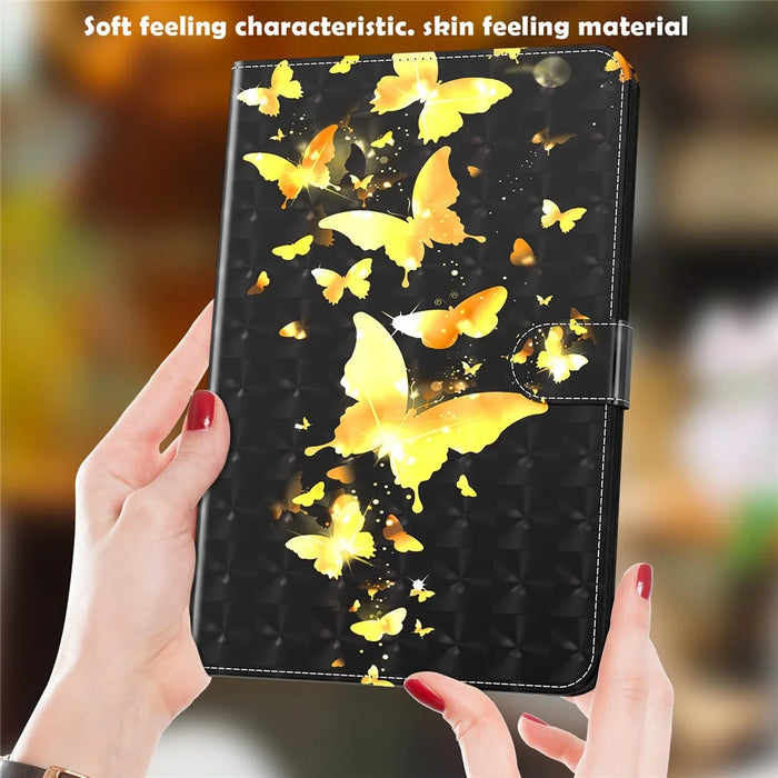 Pattern Printing Stand Wallet Shockproof Leather Tablet Case Cover for Samsung Galaxy Tab A8 10.5 2021 - Golden Butterflies - 6