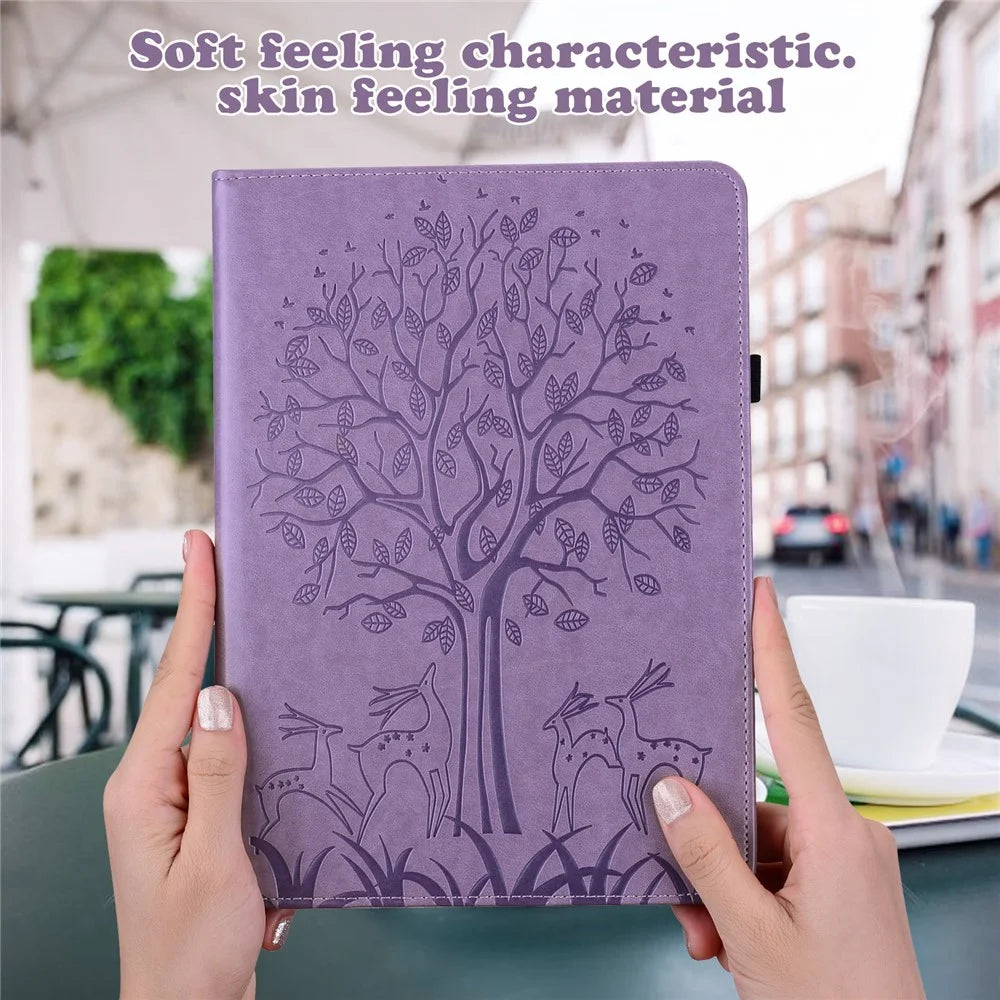 Imprinted Tree and Deer Stylish All-inclusive Protection Anti-drop Leather Tablet Case with Stand for Samsung Galaxy Tab A8 10.5 (2021) - Purple - 7