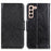 For Samsung Galaxy S22 5G Nappa Texture Split Leather Wallet Stand Flip Protective Cover with Magnetic Closure - Black - 1
