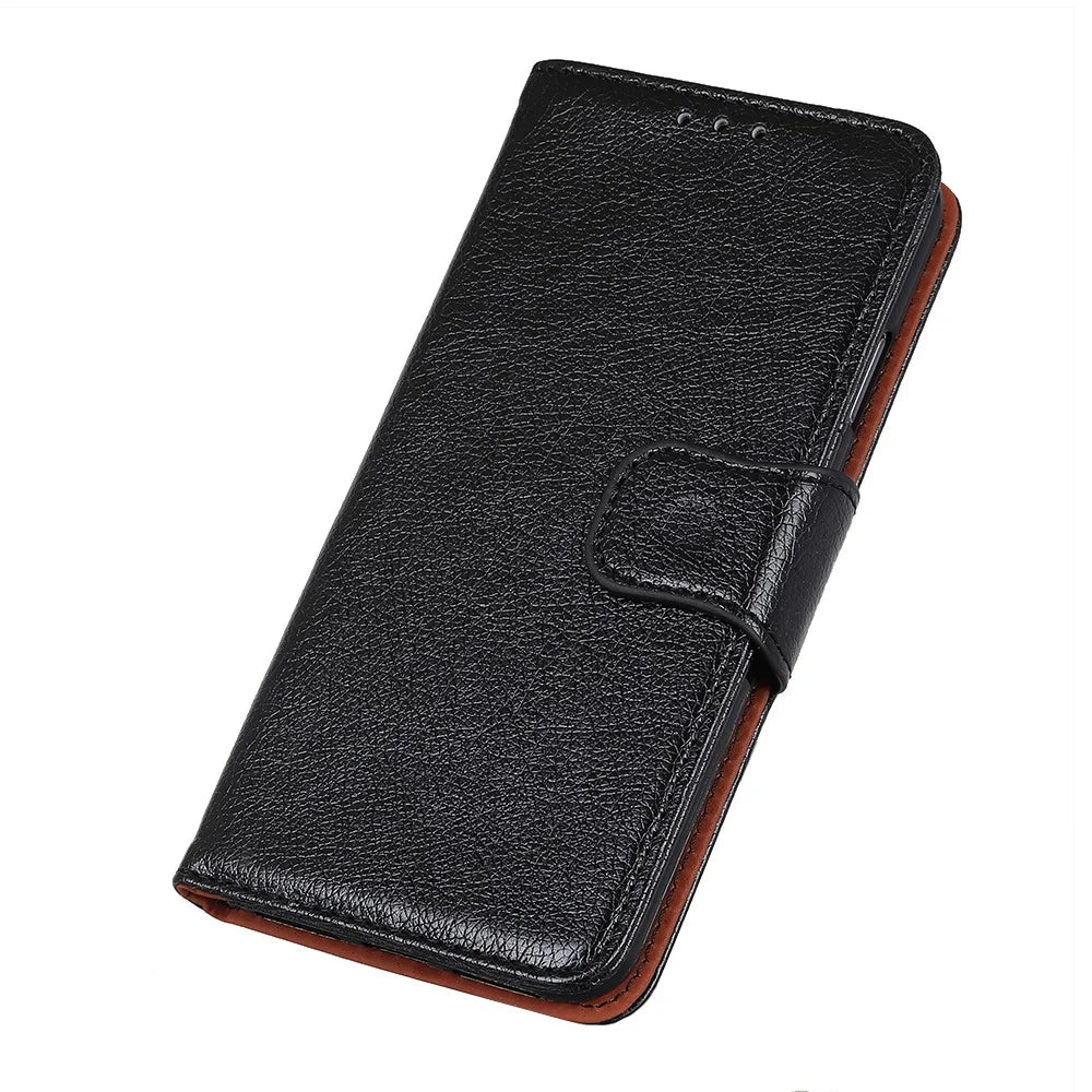 For Samsung Galaxy S22 5G Nappa Texture Split Leather Wallet Stand Flip Protective Cover with Magnetic Closure - Black - 6