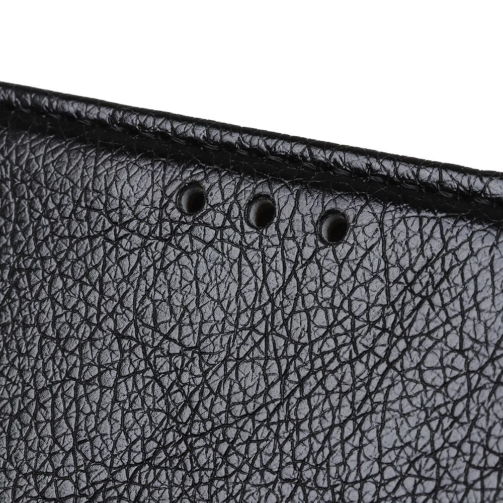 For Samsung Galaxy S22 5G Nappa Texture Split Leather Wallet Stand Flip Protective Cover with Magnetic Closure - Black - 7