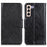 Split Leather Nappa Texture Wallet Stand Flip Protective Cover with Magnetic Closure for Samsung Galaxy S22+ 5G - Black - 1