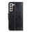 Split Leather Nappa Texture Wallet Stand Flip Protective Cover with Magnetic Closure for Samsung Galaxy S22+ 5G - Black - 3