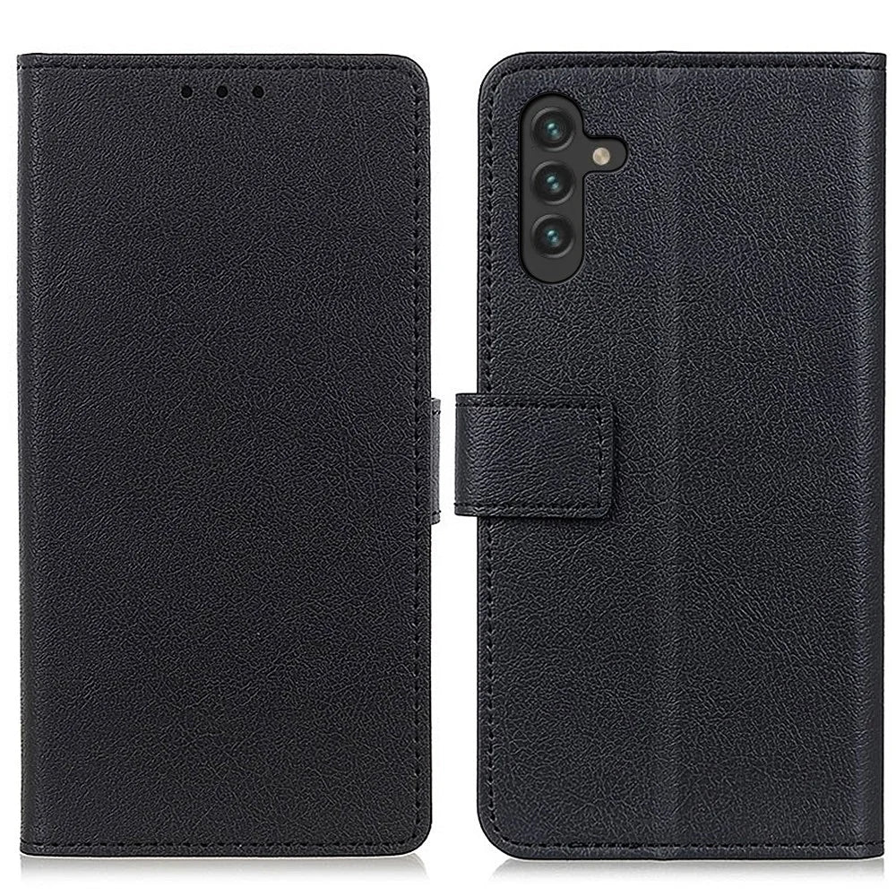 Premium PU Leather Wallet Case Stand Feature Magnetic Closure Flip Cover for Samsung Galaxy A13 5G / A04s 4G (164.7mm) - Black - 1