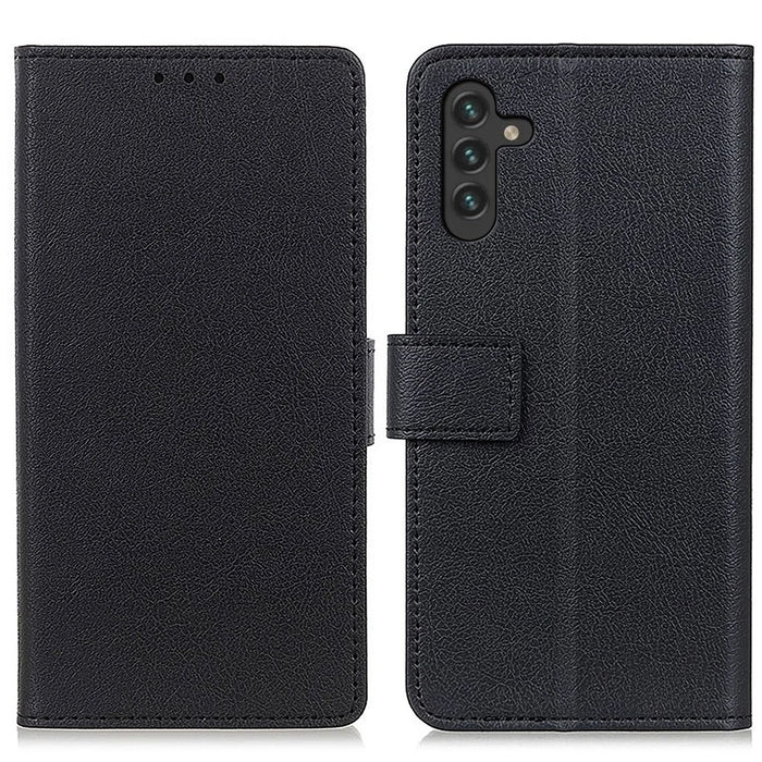 Premium PU Leather Wallet Case Stand Feature Magnetic Closure Flip Cover for Samsung Galaxy A13 5G / A04s 4G (164.7mm) - Black - 1