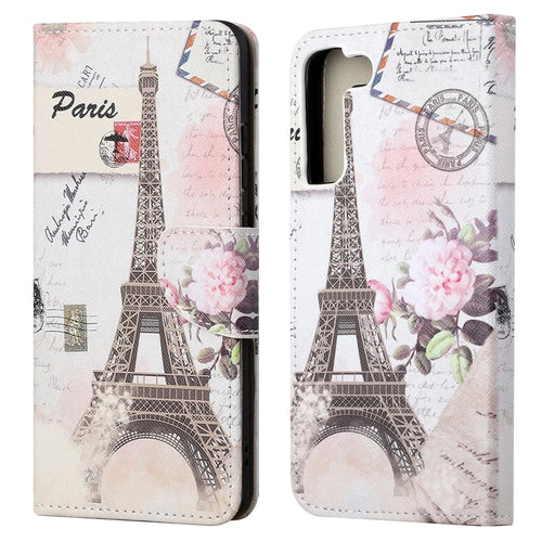 Full Body Shockproof Cross Texture PU Leather Wallet Stand Flip Pattern Printing Cover for Samsung Galaxy S22+ 5G - Tower - 1