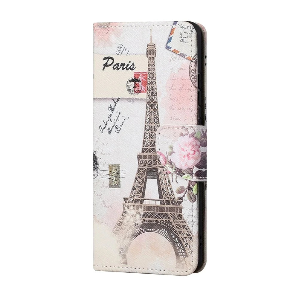 Full Body Shockproof Cross Texture PU Leather Wallet Stand Flip Pattern Printing Cover for Samsung Galaxy S22+ 5G - Tower - 2