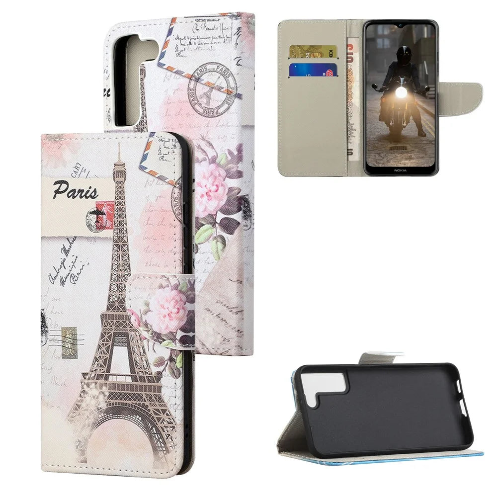 Full Body Shockproof Cross Texture PU Leather Wallet Stand Flip Pattern Printing Cover for Samsung Galaxy S22+ 5G - Tower - 6