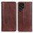 Auto Closing Magnet Litchi Texture Split Leather Wallet Stand Phone Shell Case for Samsung Galaxy S22 Ultra 5G - Brown - 1