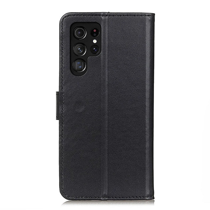 Scratch-resistant Wallet Stand Design Horizontal Flip Leather Cover Phone Case for Samsung Galaxy S22 Ultra 5G - Black - 3