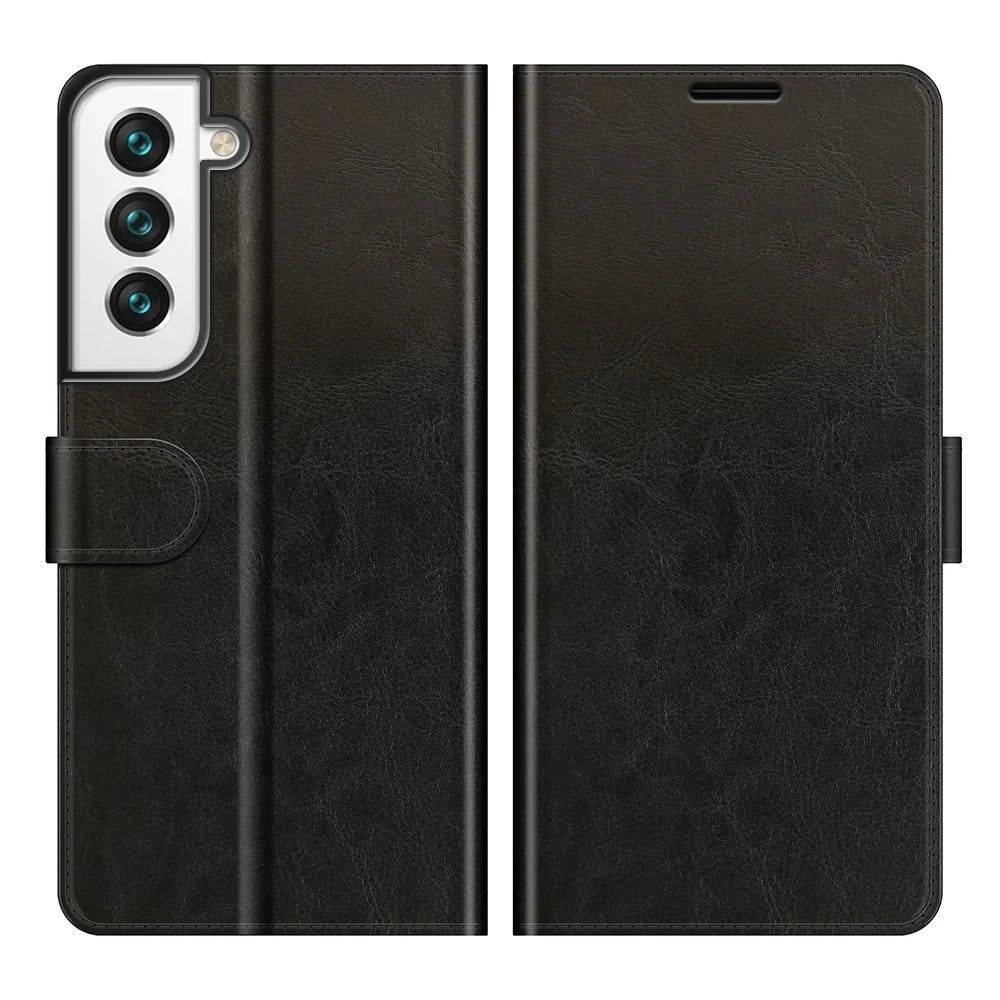 Wallet Design Crazy Horse Texture Leather Phone Cover Shell with Horizontal Viewing Stand for Samsung Galaxy S22+ 5G - Black - 1