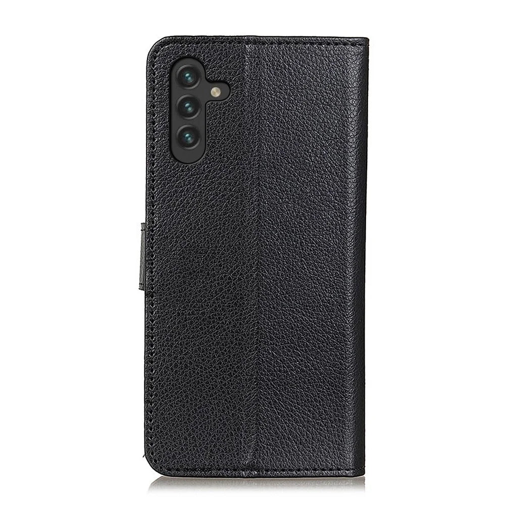 Classic Litchi Texture PU Leather Wallet Stand Full Protection Phone Cover Case for Samsung Galaxy A13 5G / A04s 4G (164.7mm) - Black - 3