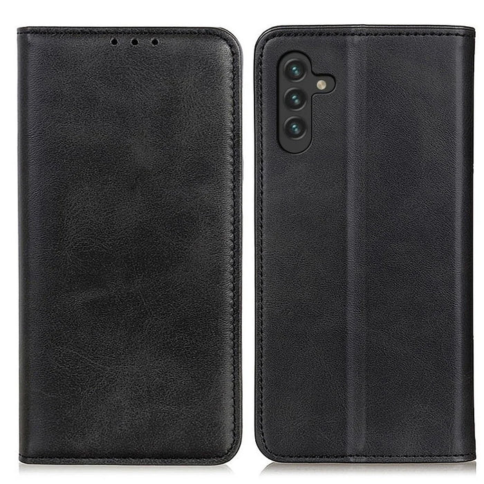 Auto Closing Magnet Split Leather Protective Case Wallet Stand Phone Cover for Samsung Galaxy A13 5G / A04s 4G (164.7mm) - Black - 1