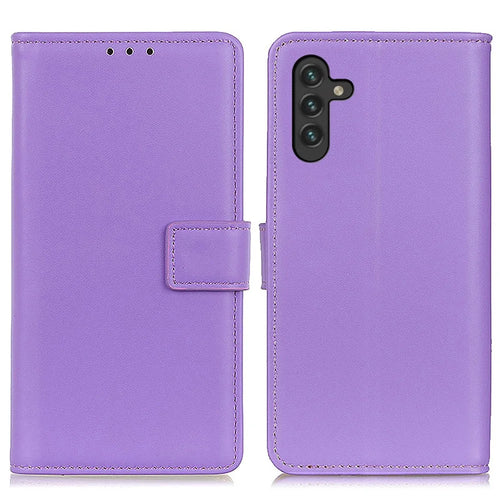 Magnetic Clasp Closure Wallet Stand Leather Cover Inner TPU Phone Case for Samsung Galaxy A13 5G / A04s 4G (164.7mm) - Purple - 1
