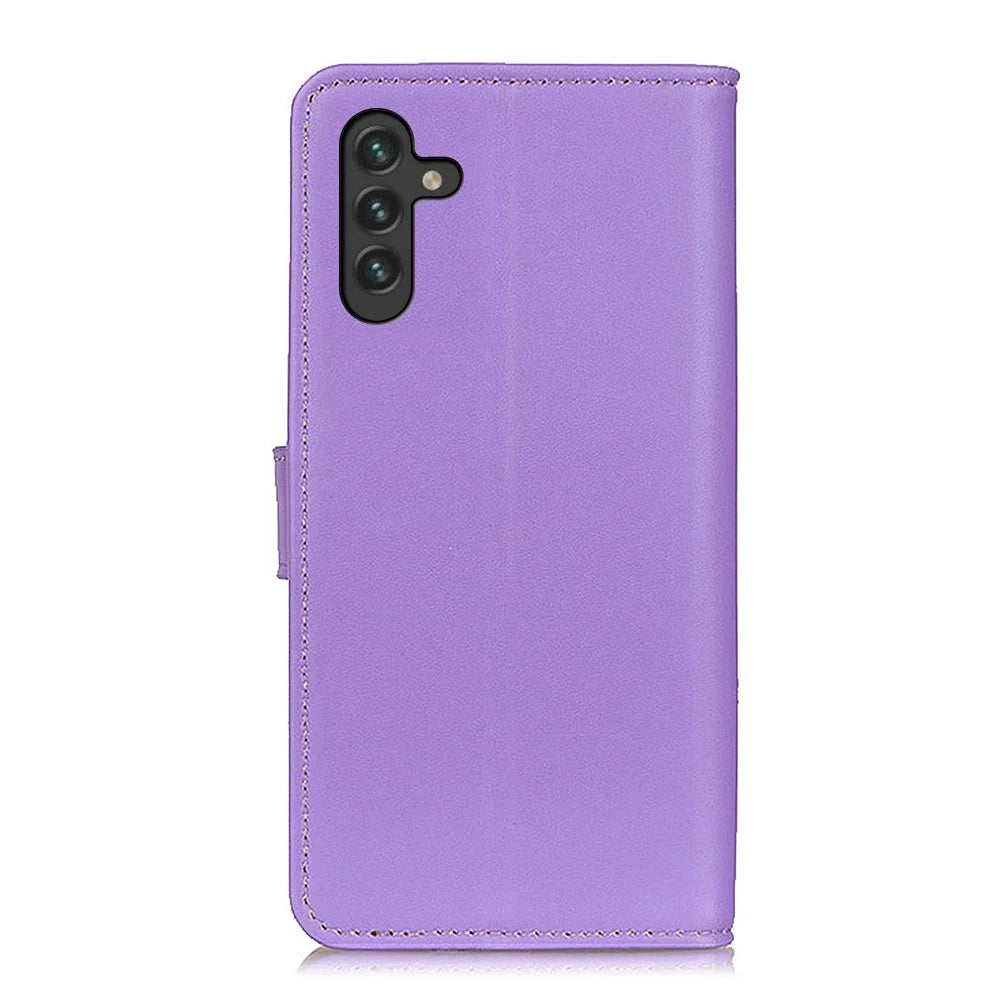 Magnetic Clasp Closure Wallet Stand Leather Cover Inner TPU Phone Case for Samsung Galaxy A13 5G / A04s 4G (164.7mm) - Purple - 3