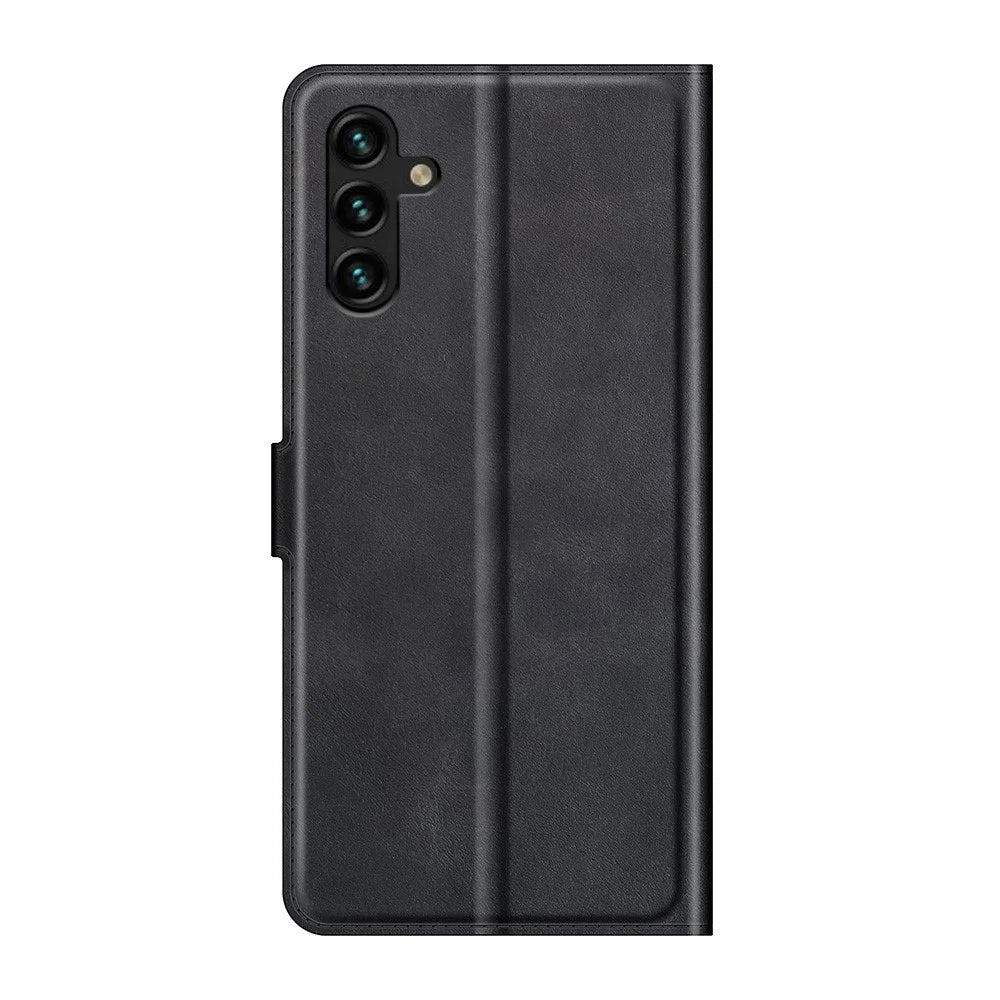 Shockproof Protective PU Leather TPU Wallet Stand Phone Flip Cover Case for Samsung Galaxy A13 5G / A04s 4G (164.7mm) - Black - 3