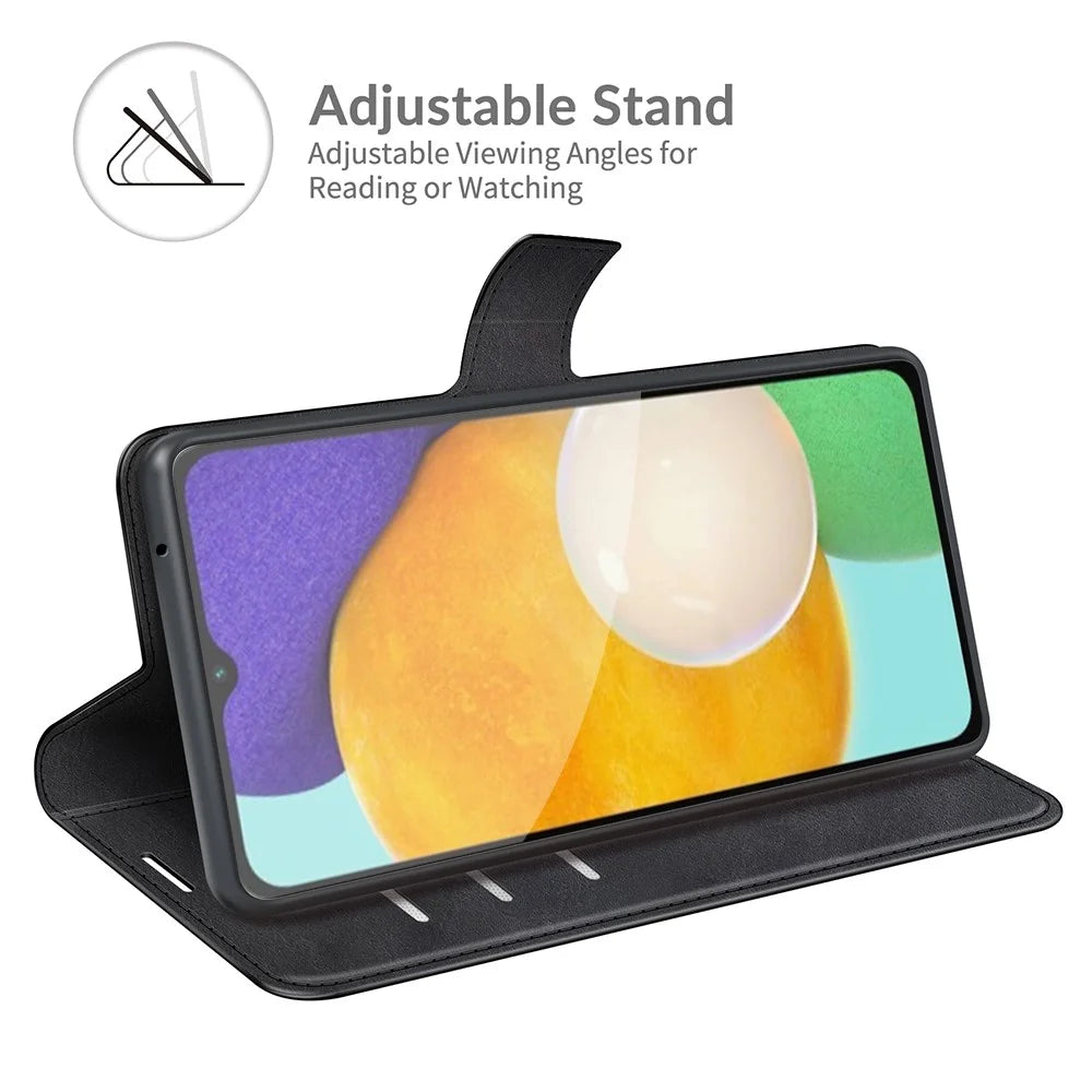 Shockproof Protective PU Leather TPU Wallet Stand Phone Flip Cover Case for Samsung Galaxy A13 5G / A04s 4G (164.7mm) - Black - 5