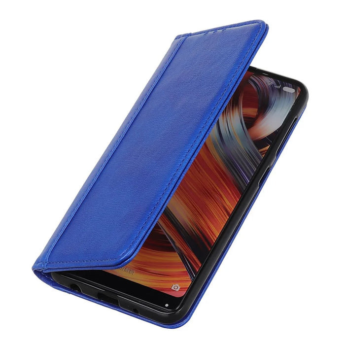 Split Leather Stylish Litchi Texture Wallet Phone Case Stand Flip Shell for Samsung Galaxy A13 5G / A04s 4G (164.7mm) - Blue - 7