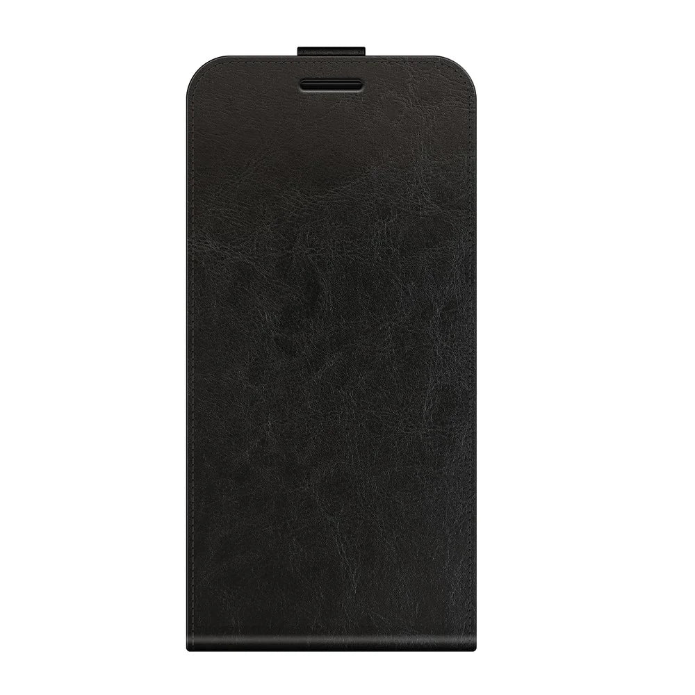 Crazy Horse Texture Magnetic Clasp Leather Well-Protected Vertical Flip Phone Cover Card Slot Case for Samsung Galaxy S22 5G - Black - 2