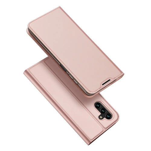 DUX DUCIS Skin Pro Series PU Leather Stand Flip Protective Cover with One Card Slot for Samsung Galaxy A13 5G / A04s 4G (164.7mm) - Pink - 1