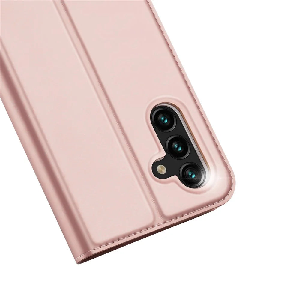 DUX DUCIS Skin Pro Series PU Leather Stand Flip Protective Cover with One Card Slot for Samsung Galaxy A13 5G / A04s 4G (164.7mm) - Pink - 3