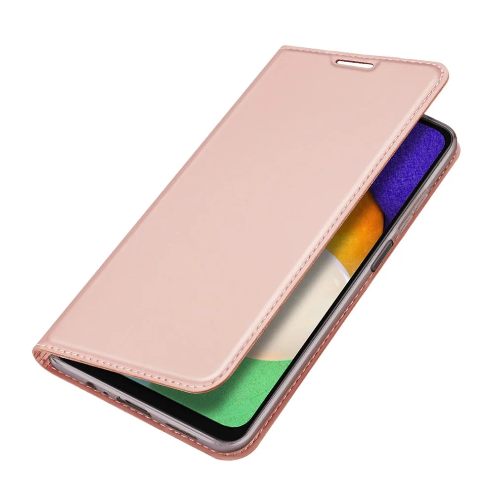 DUX DUCIS Skin Pro Series PU Leather Stand Flip Protective Cover with One Card Slot for Samsung Galaxy A13 5G / A04s 4G (164.7mm) - Pink - 4