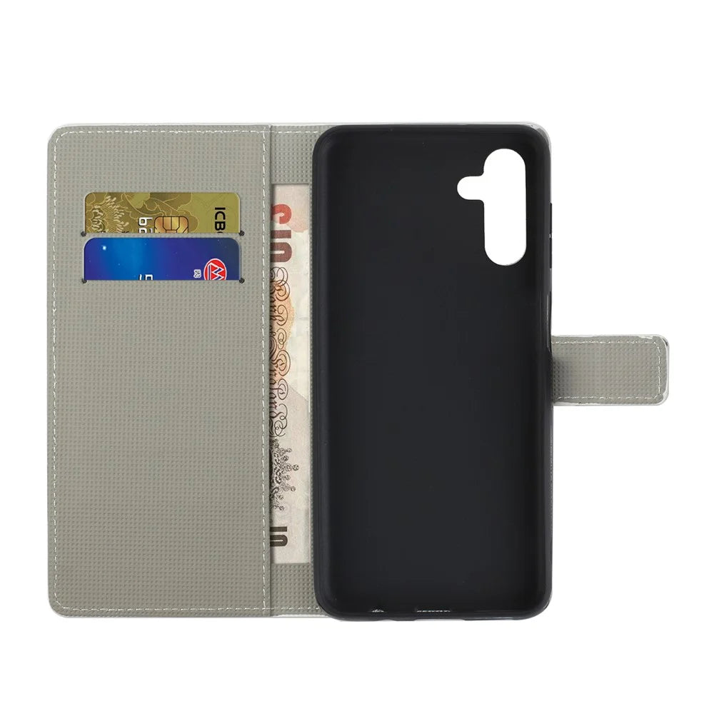 Pattern Printing PU Leather Wallet Stand Magnetic Closure Flip Case for Samsung Galaxy A13 5G / A04s 4G (164.7mm) - Owls in the Branch - 4