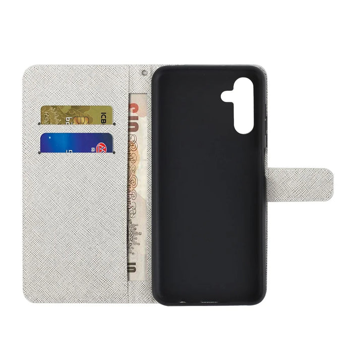 Pattern Printing Cross Texture PU Leather Stand Phone Wallet Shell Case for Samsung Galaxy A13 5G / A04s 4G (164.7mm) - Flower - 4