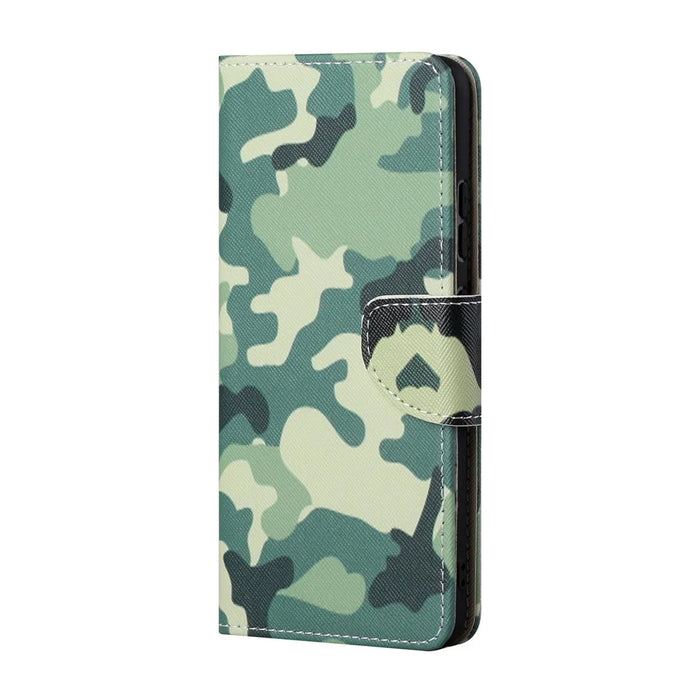 Pattern Printing Cross Texture PU Leather Phone Wallet Stand Case for Samsung Galaxy A13 5G / A04s 4G (164.7mm) - Camouflage - 2