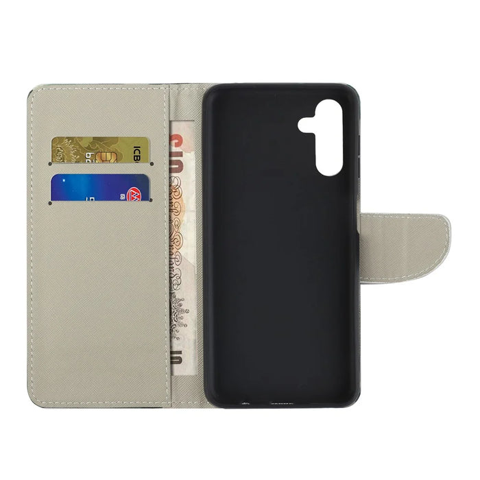 Pattern Printing Cross Texture PU Leather Phone Wallet Stand Case for Samsung Galaxy A13 5G / A04s 4G (164.7mm) - Camouflage - 4