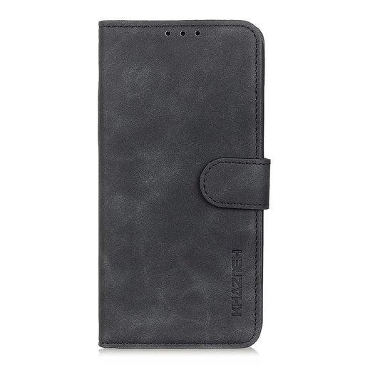 KHAZNEH Vintage Style PU Leather Foldable Stand Phone Cover Protector with Wallet for Samsung Galaxy S22 Ultra 5G - Black - 2