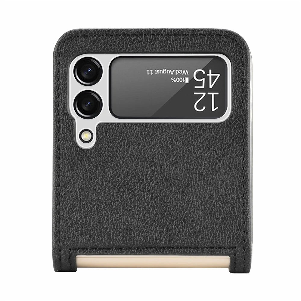 Slim Light Card Slot Design Stylish PU Leather Phone Case for Samsung Galaxy Z Flip3 5G - Black - 7