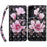 3D Creative Pattern Printing PU Leather Folio Flip Wallet Case Stand Magnetic Closure Cover with Strap for Samsung Galaxy S22 5G - Pink Flowers - 1