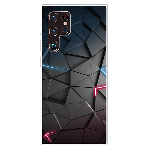 Ultra-Thin Pattern Printing Scratch-Resistant Anti-Yellow Well-Protected TPU Phone Case for Samsung Galaxy S22 Ultra 5G - Solid Geometry - 1
