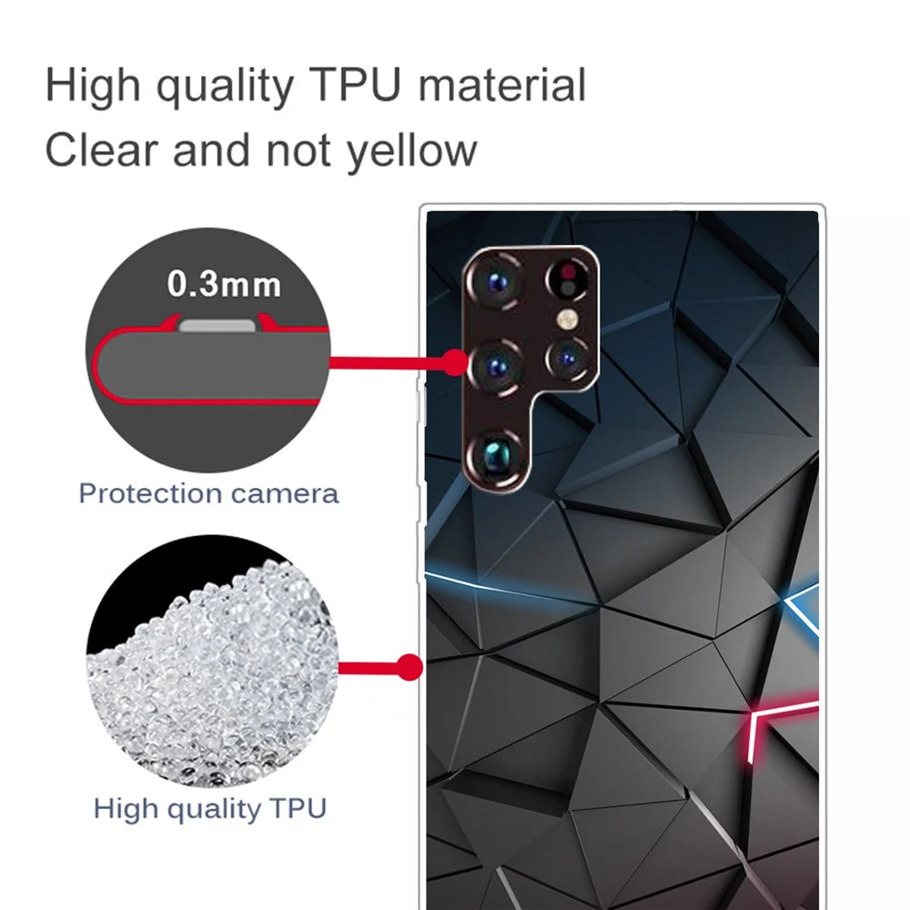 Ultra-Thin Pattern Printing Scratch-Resistant Anti-Yellow Well-Protected TPU Phone Case for Samsung Galaxy S22 Ultra 5G - Solid Geometry - 3