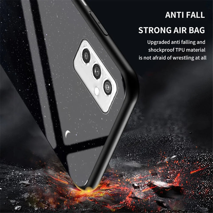 Starry Sky Series Soft TPU Bumper Frame Shockproof Tempered Glass Back Cover for Samsung Galaxy M52 5G - Dream Starry Sky - 3