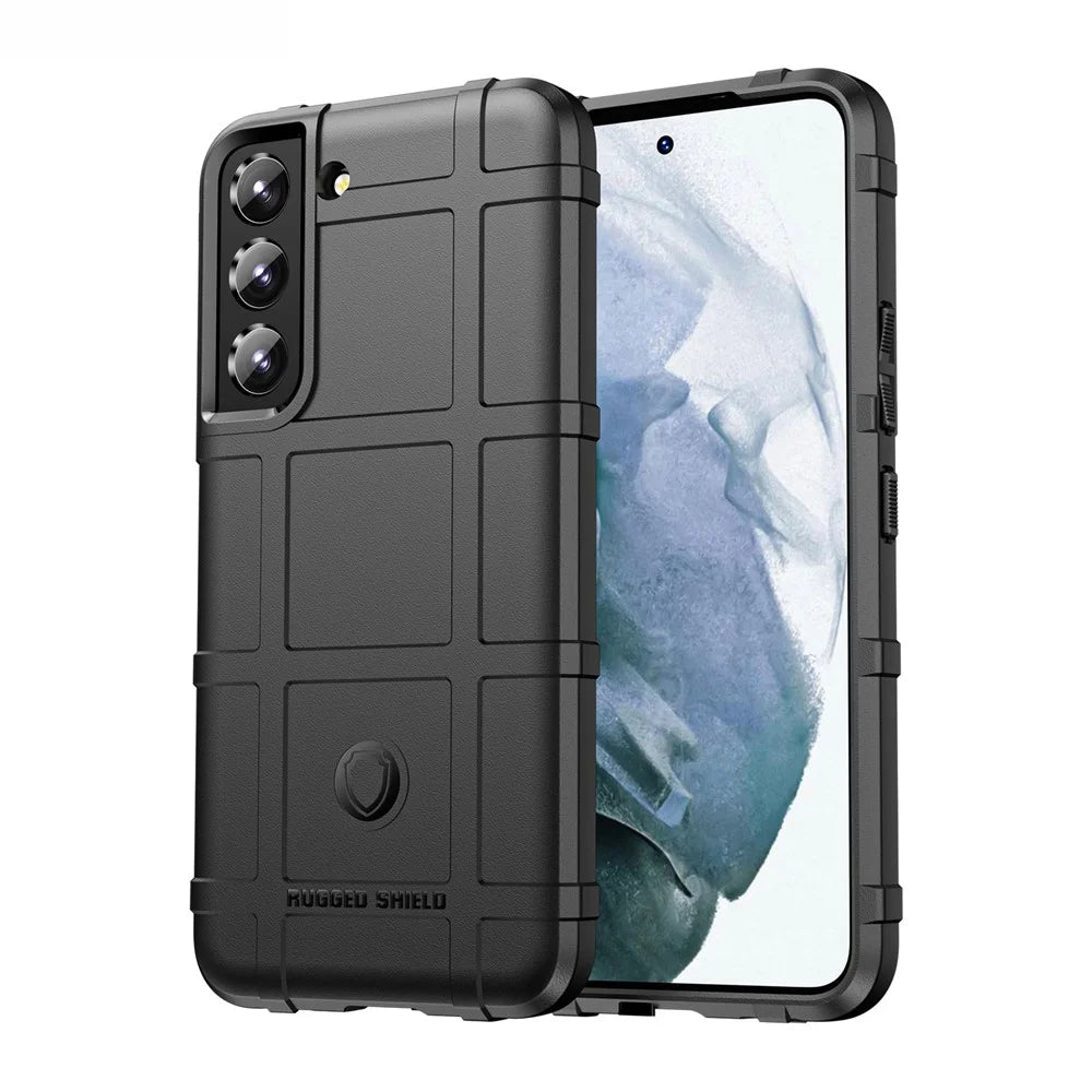 Rugged Square Grid Design Thickened Anti-Drop Anti-Fingerprint TPU Phone Case for Samsung Galaxy S22 5G - Black - 1
