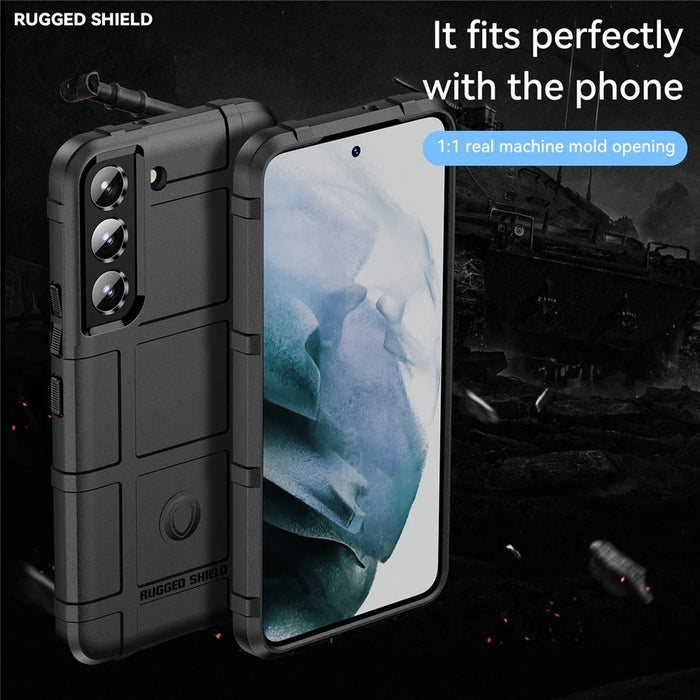 Rugged Square Grid Design Thickened Anti-Drop Anti-Fingerprint TPU Phone Case for Samsung Galaxy S22 5G - Black - 2